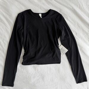 Lululemon “All it Takes” Women’s Black Ribbed Long-Sleeve Top, size 10